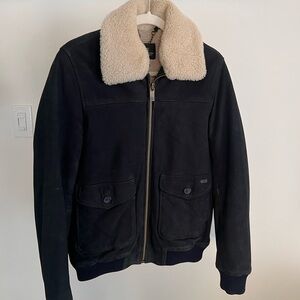 Scotch & Soda Suede Bomber Jacket - Navy